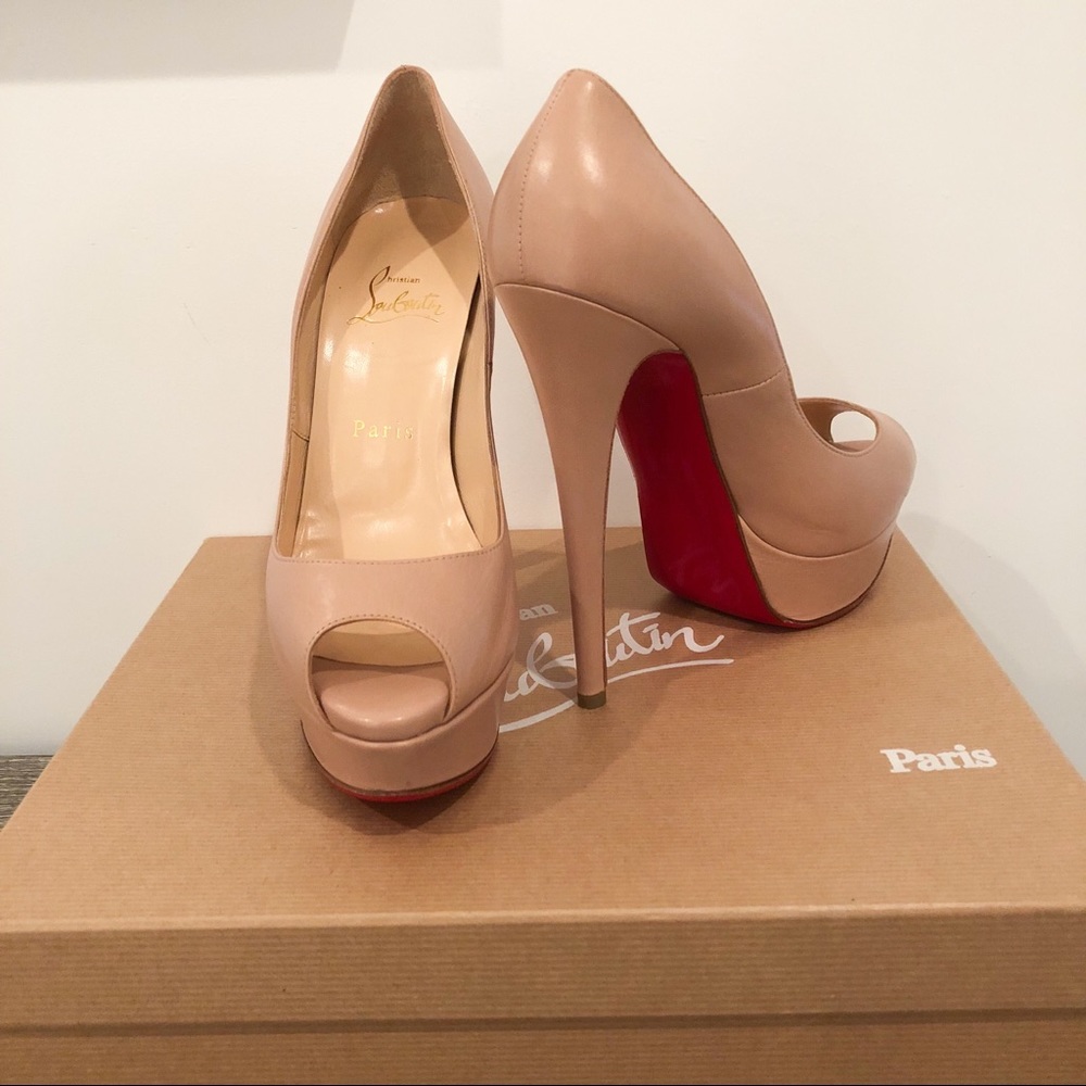 Like New Christian Louboutin Nude Lady Peep 150